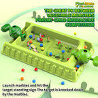 VeggieBlasters™ - Battle Arena green marble shooting game with vegetable launchers and pop-up monster targets by HighPeak