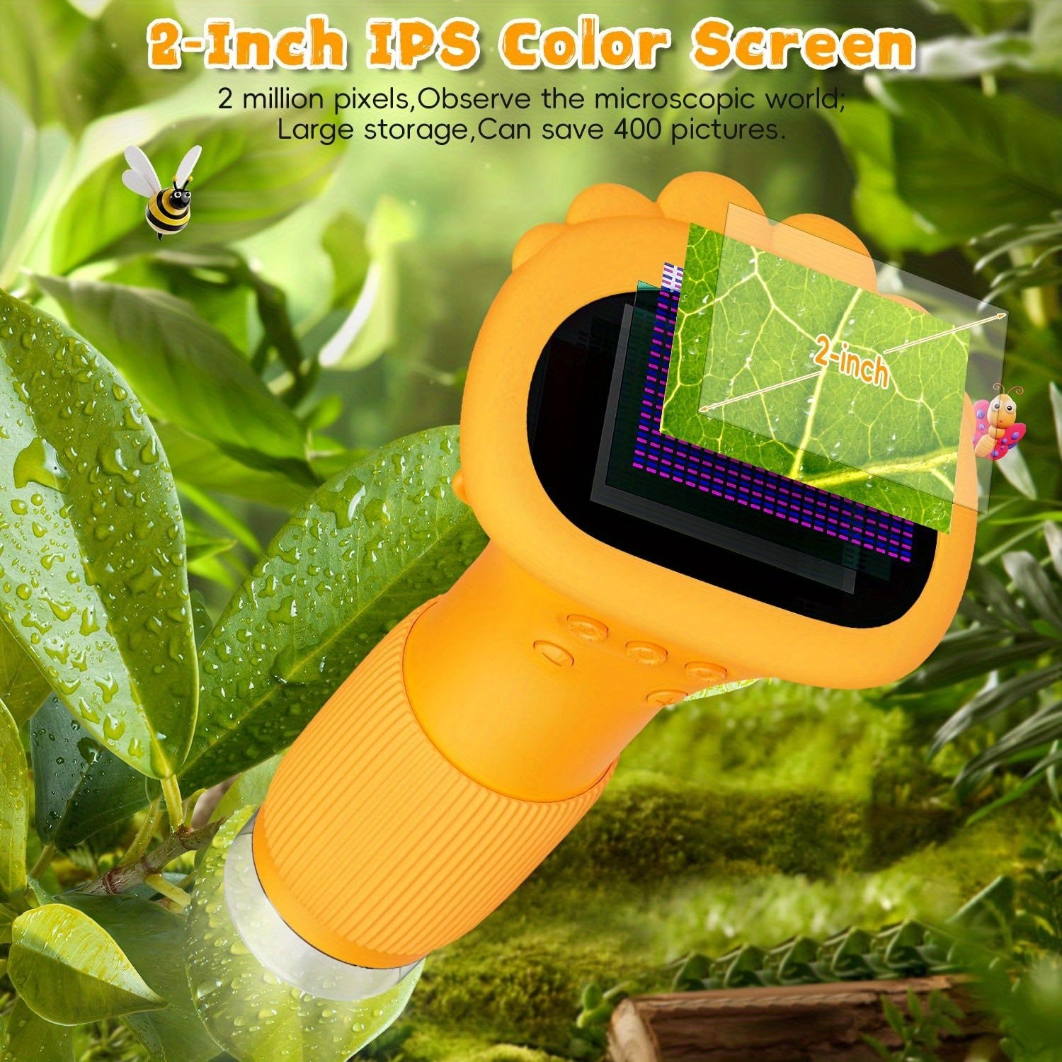 HighPeak Kids Digital Microscope – IPS Screen, 8 LED, Photo & Video
