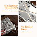 HighPeak Manual Meat Slicer showing sturdy X-shaped floor reinforcement and two-bearing design for smooth slicing.