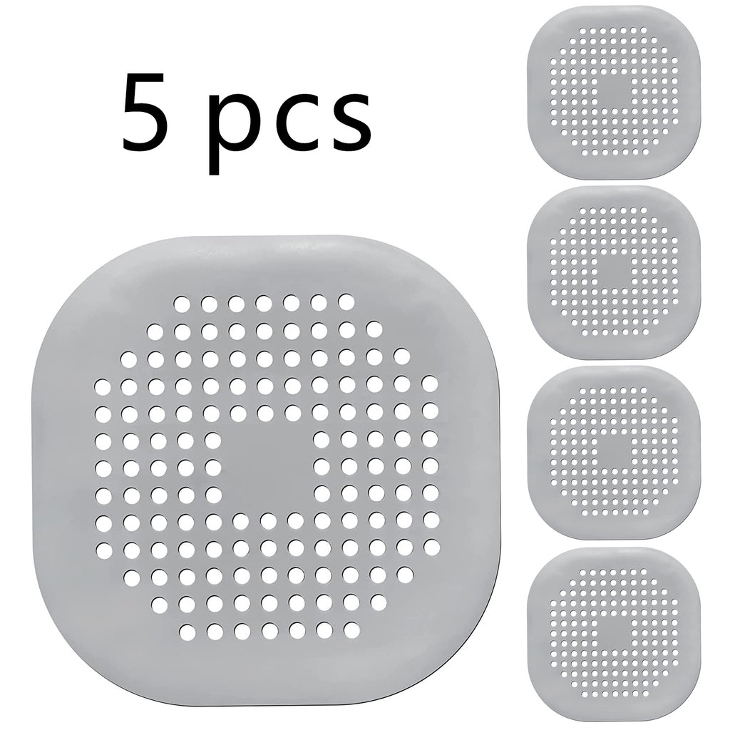 HighPeak DrainGuard™ pack of 5 flexible silicone drain covers in gray with suction grips to trap hair and debris.