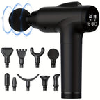 PulsePro™ Deep Tissue Massage Gun in black with LED display and 10 attachments for targeted muscle relief by HighPeak