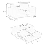 HighPeak Folding Sofa Bed in velvet finish showing compact dimensions and fold-out bed feature for small spaces.