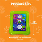 HighPeak 2-in-1 Inflatable Pool Toss Game in bright green and purple with ring toss holes and bean bags on orange background.