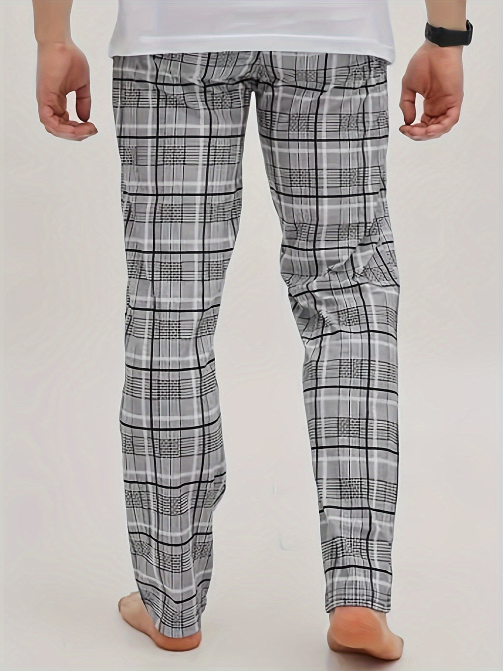 HighPeak Modern Pajama Pants (3-Pack) in gray plaid with drawstring waist and breathable fabric for ultimate comfort at home