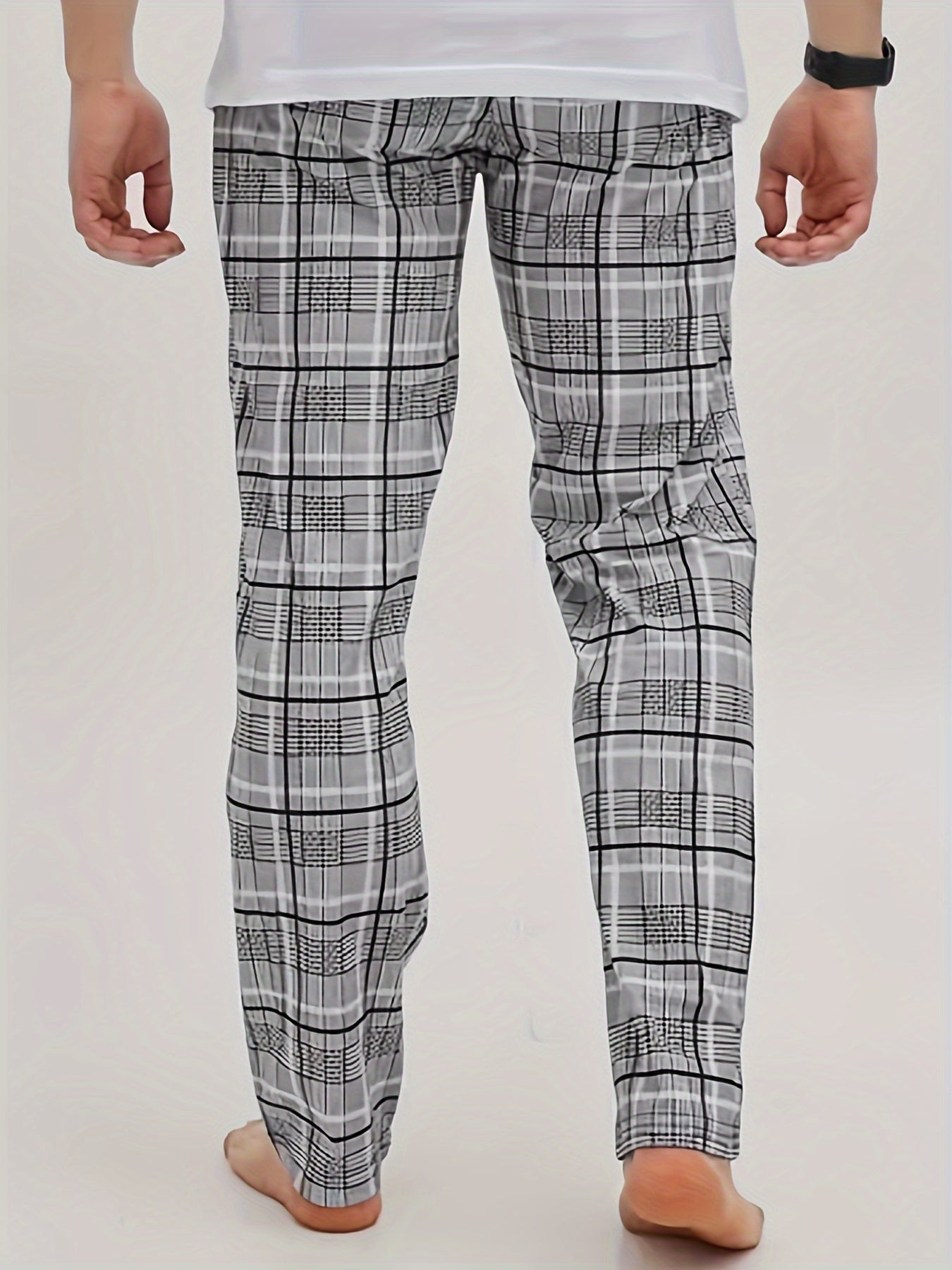 HighPeak Modern Pajama Pants (3-Pack) in gray plaid with drawstring waist and breathable fabric for ultimate comfort at home
