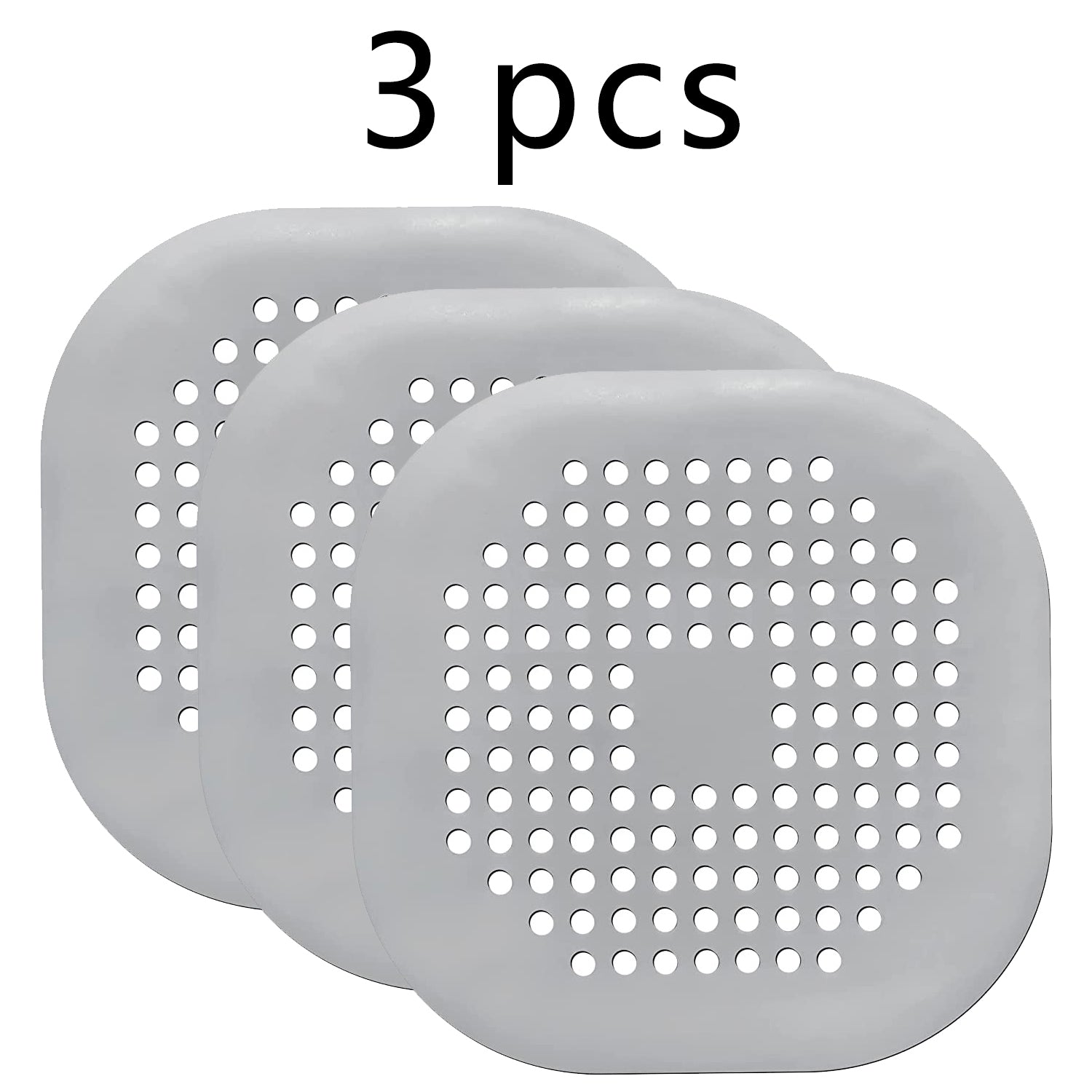 HighPeak DrainGuard™ 3-piece gray silicone drain covers with suction grip for hair and debris trapping in sinks and tubs