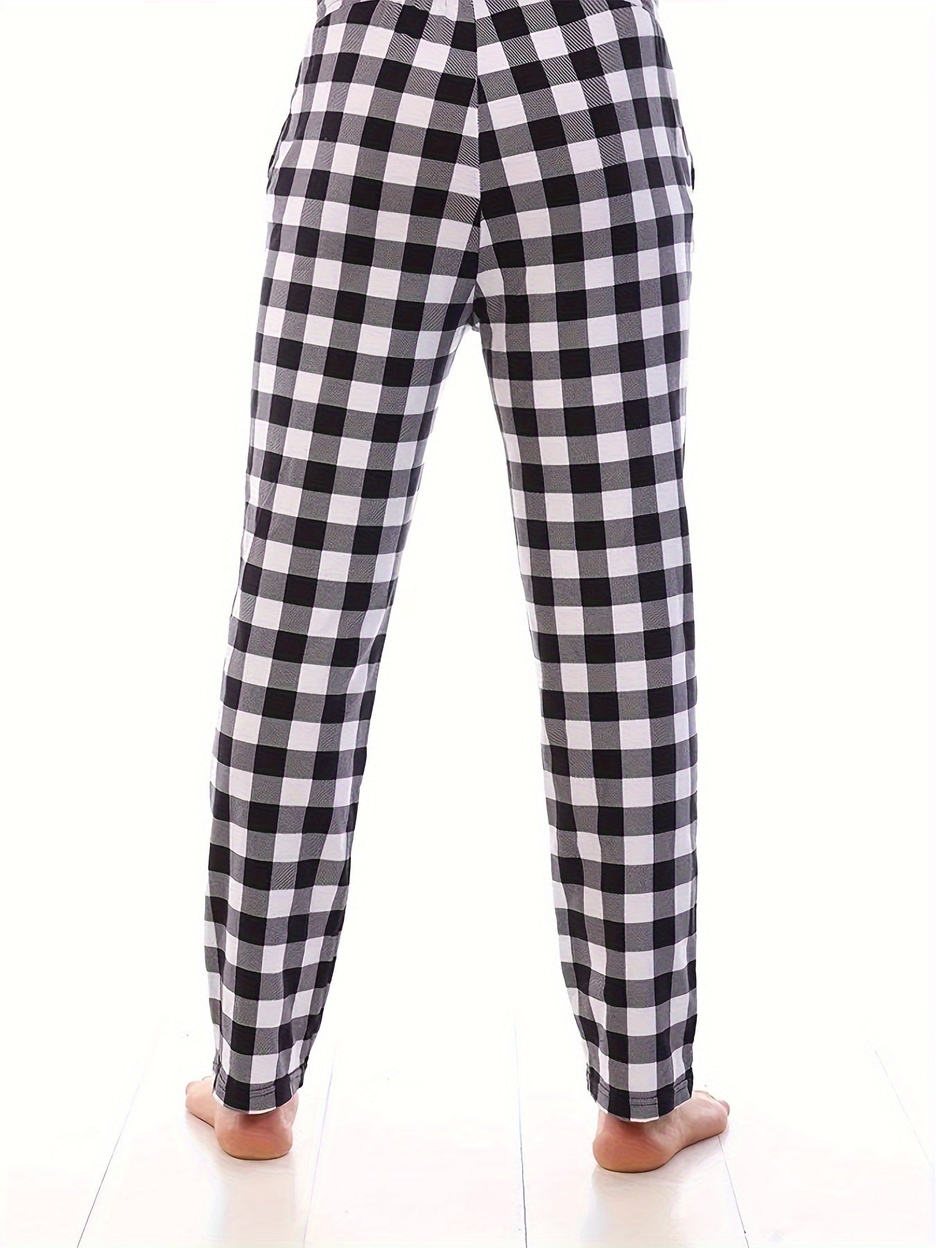 HighPeak Modern Pajama Pants (3-Pack) in black and white plaid with drawstring waist and loose fit for all-day comfort