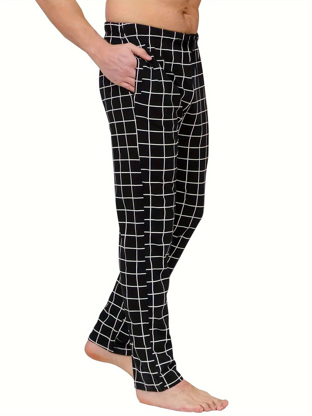HighPeak Modern Pajama Pants (3-Pack) black plaid knit with drawstring waist and side pockets for lounge comfort