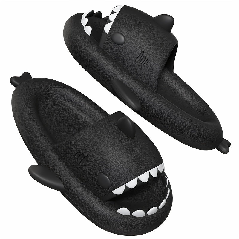 HighPeak Shark Slides in black with open-toe, cushy EVA sole and shark-bite design for indoor and outdoor wear
