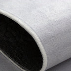 Black Basketball Court Rug featuring non-slip white stitched edges and textured black court surface pattern with premium grip backing