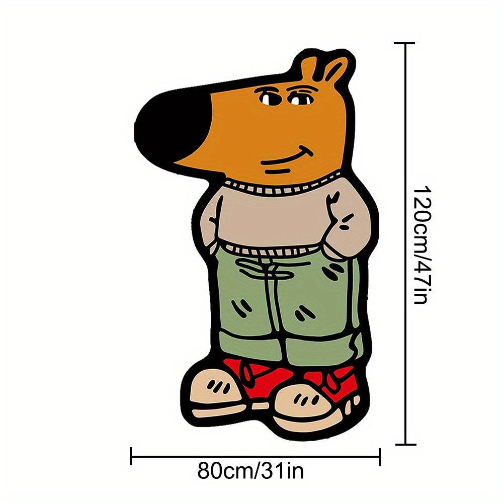 HighPeak Chill Guy Rug featuring cartoon character in beige sweater, green pants and red shoes - 80x120cm decorative floor mat