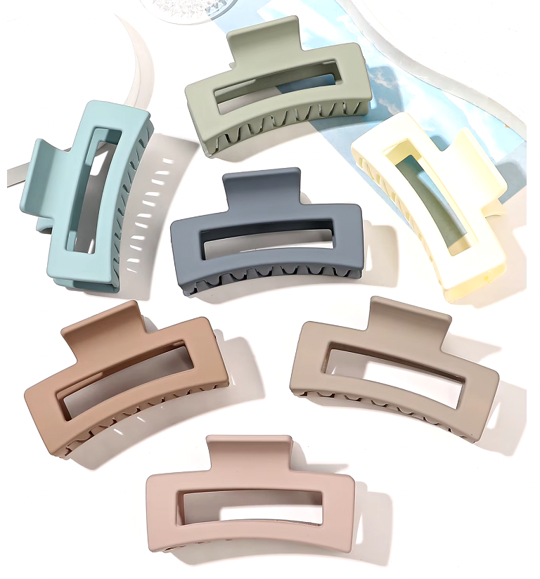 Claw Clips 3-pair set in pastel colors - matte finish hair accessories with geometric design and strong grip mechanism