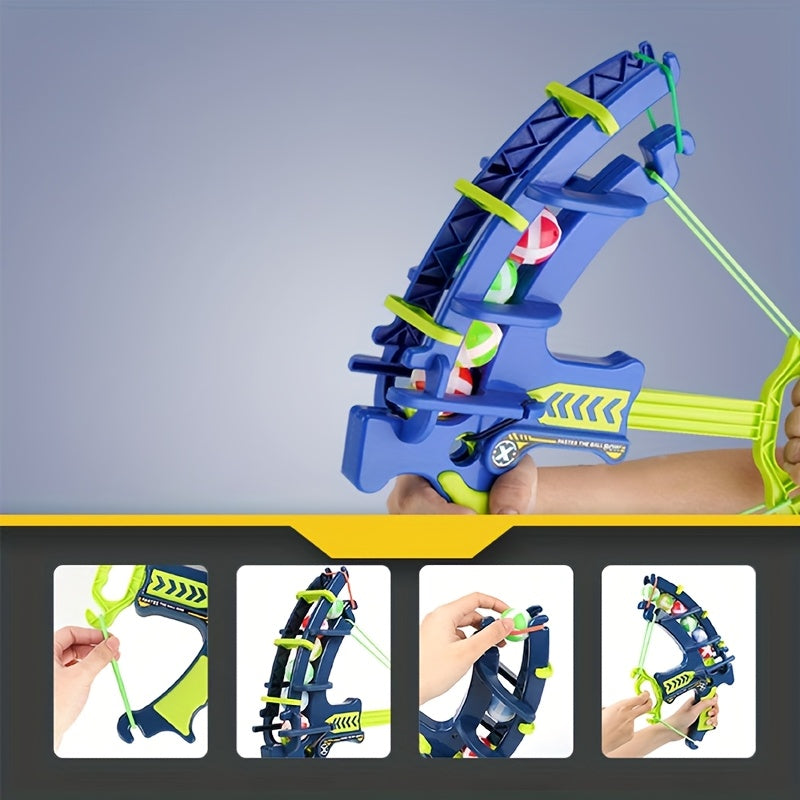 DinoBlaster ball launcher toy in blue and neon green with target balls - interactive kids shooting game with easy-grip design