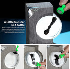 EchoFlow ferrofluid display with magnetic liquid dancing in circular container on grey wooden base with green magnet