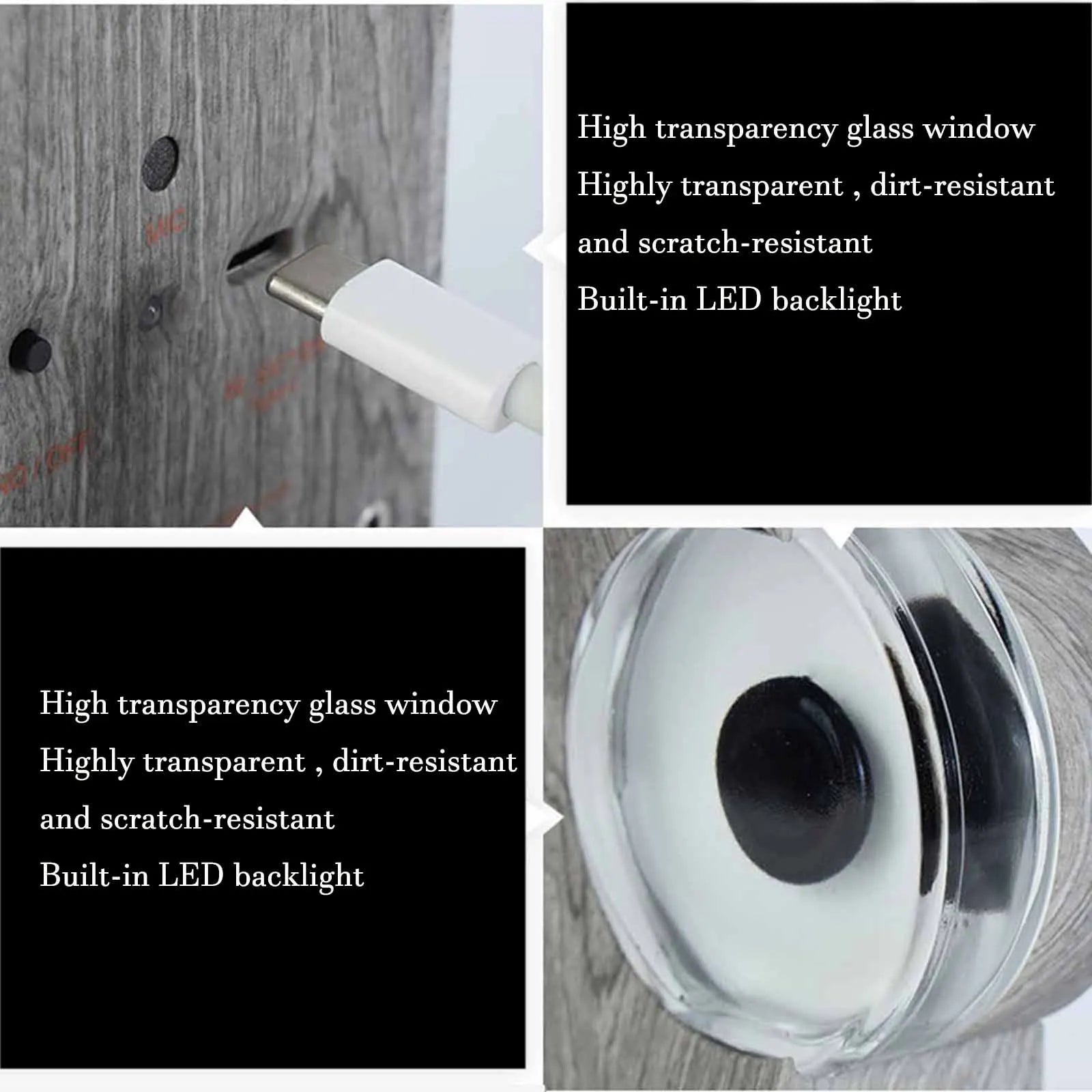 EchoFlow ferrofluid display with transparent glass window and LED backlight mounted on wooden surface - music visualizer device