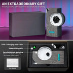 EchoFlow magnetic liquid visualizer in dark wood case with ferrofluid display and LED indicator - music reactive desk decor