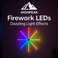 HighPeak Firework LEDs displaying colorful starburst pattern with rainbow LED strips against dark background
