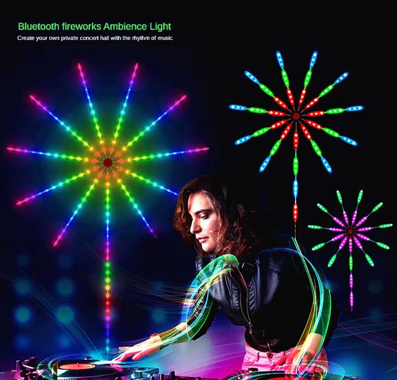 Firework LEDs bundle featuring multicolor LED firework lights displaying vibrant starburst patterns against dark background