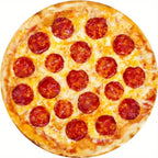 Food Blanket Pizza design with pepperoni pattern and melted cheese texture on circular throw blanket for cozy comfort