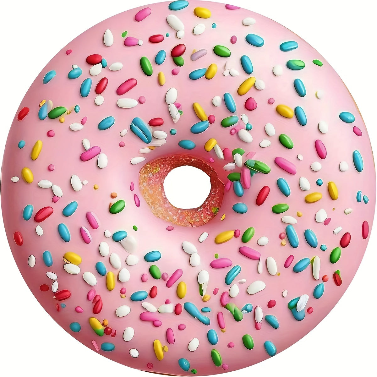 Food Blanket pink donut design with colorful sprinkles pattern - plush round novelty throw blanket for cozy comfort