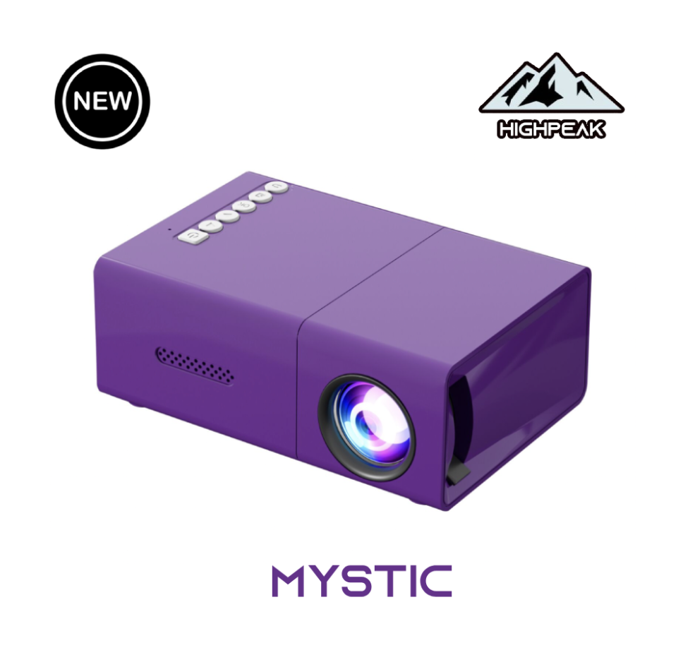 Get It All Bundle - Purple Mystic mini projector with bright LED lens and control buttons, compact entertainment setup