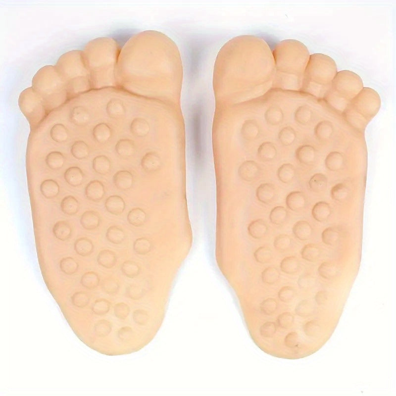 Giant Feet Slippers with realistic flesh-toned soles and textured bottom grip pattern shown from above on white background