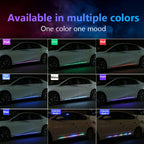 GlowEdge LED car door lights showcasing multiple RGB color modes on sedan - vibrant underbody illumination demonstration