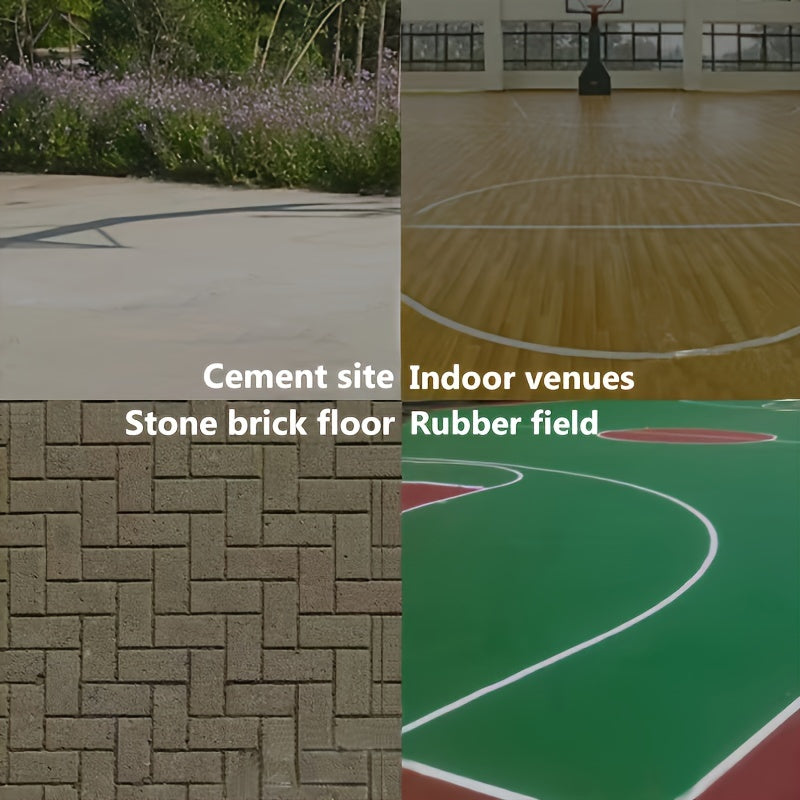 GlowHoop™ Light-Up Basketball shown on cement, indoor court, stone brick, and rubber field surfaces by HighPeak