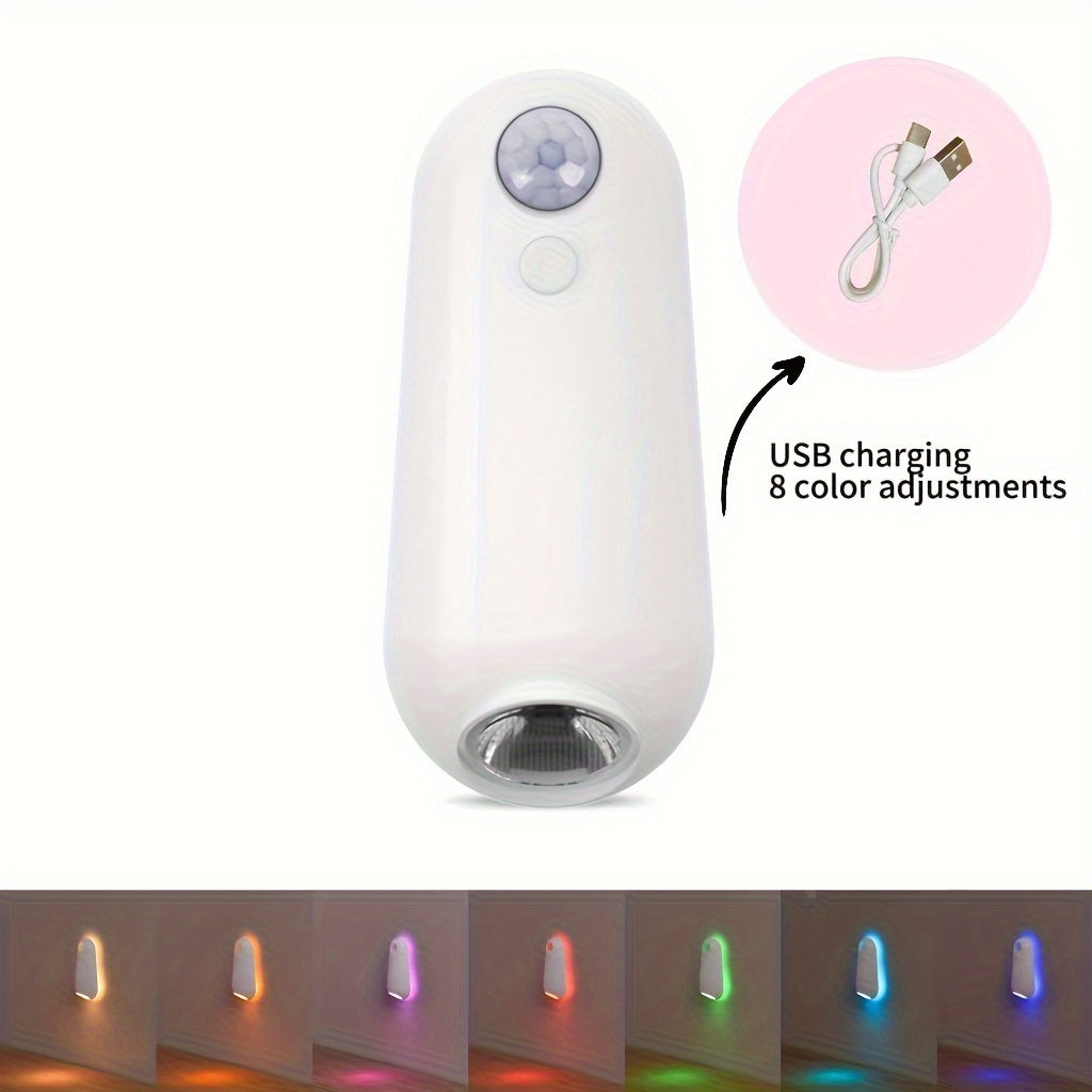 GlowStep Motion Sensor Light in white with LED display and USB charging - multicolor adjustable smart lighting device