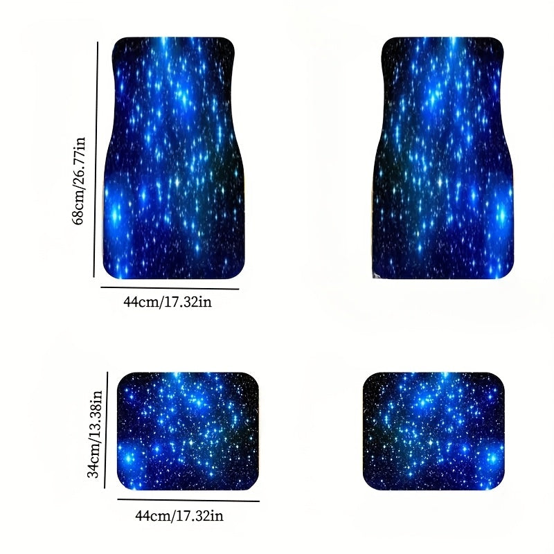 HighPeak Blue Galaxy Car Floor Mats set of 4 with starry night design and universal sizing for vehicles - cosmic interior upgrade