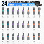 HighPeak EZ-Torque 24-piece magnetic screwdriver set with color-coded steel bits displayed in organized storage case