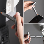 HighPeak EZ-Torque magnetic screwdriver set in use, showing grey ergonomic handle and interchangeable bits for DIY tasks