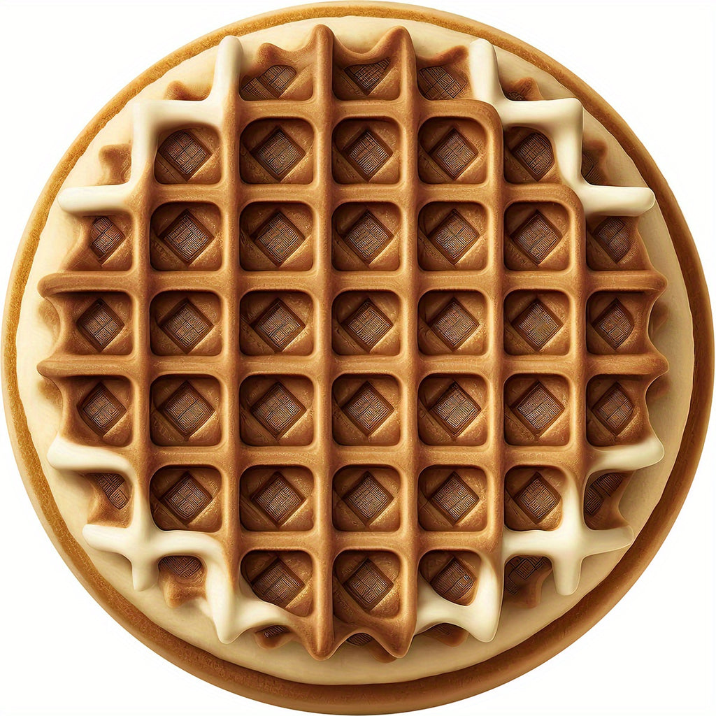 HighPeak Food Blanket in waffle design with golden-brown gridded pattern and cream edges - cozy breakfast theme