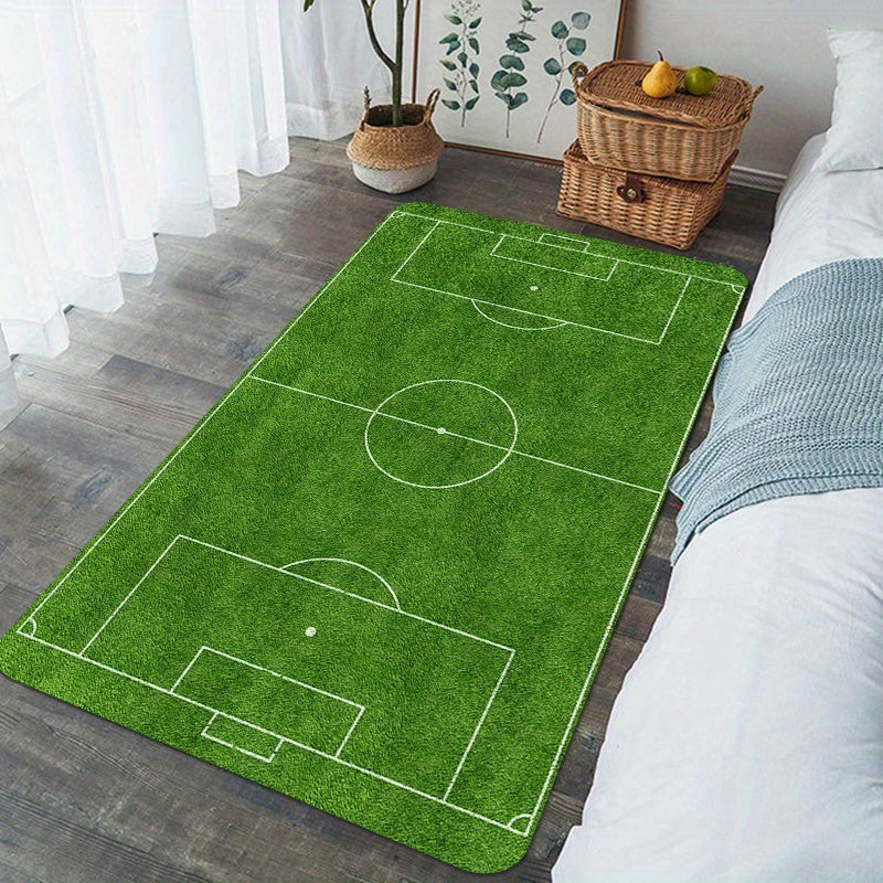 HighPeak GameZone™ Soccer Field Rug next to bed
