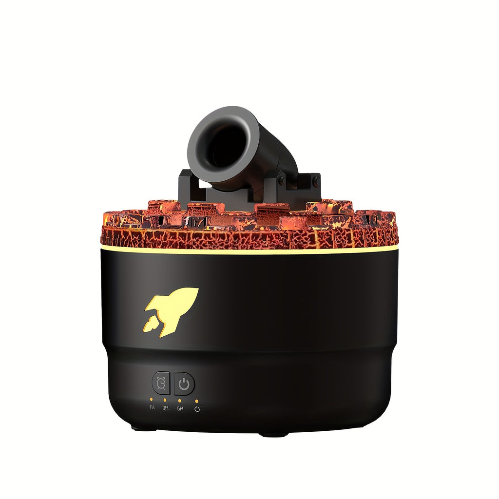 HighPeak HydroCannon mist humidifier with black base, red crystal rim and gray cannon nozzle - space-themed design