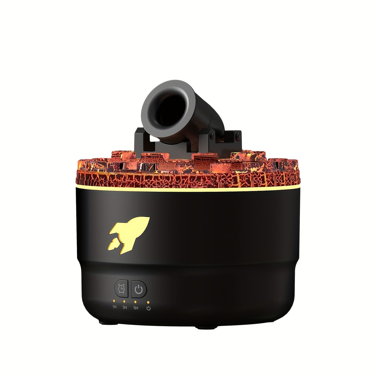 HighPeak HydroCannon mist humidifier with black base, red crystal rim and gray cannon nozzle - space-themed design