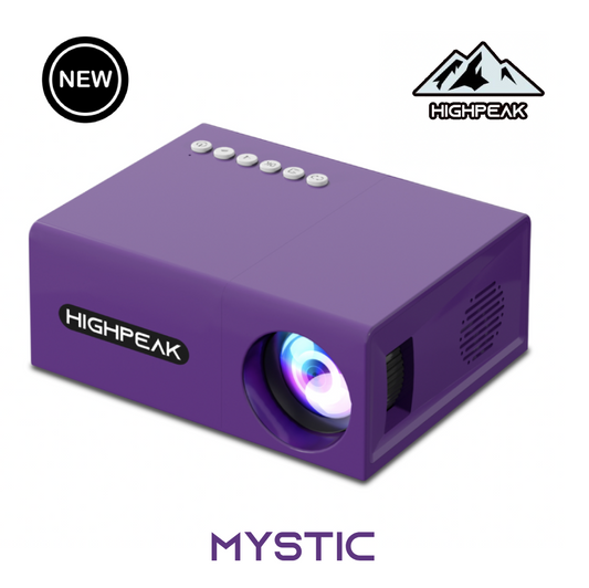 HighPeak MiniProjector SMART in purple finish with bright LED lens - compact entertainment device with control buttons