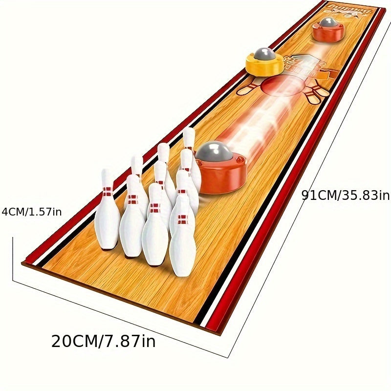 HighPeak Mini Bowling Game set with wooden lane, white pins, and colorful rolling balls - tabletop bowling entertainment