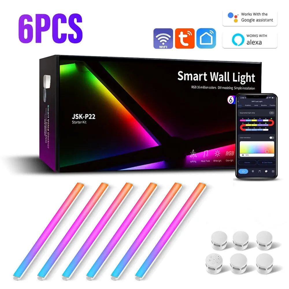 HighPeak NeonMatrix smart LED light bars set with 6 RGB bars, smartphone app control and mounting accessories