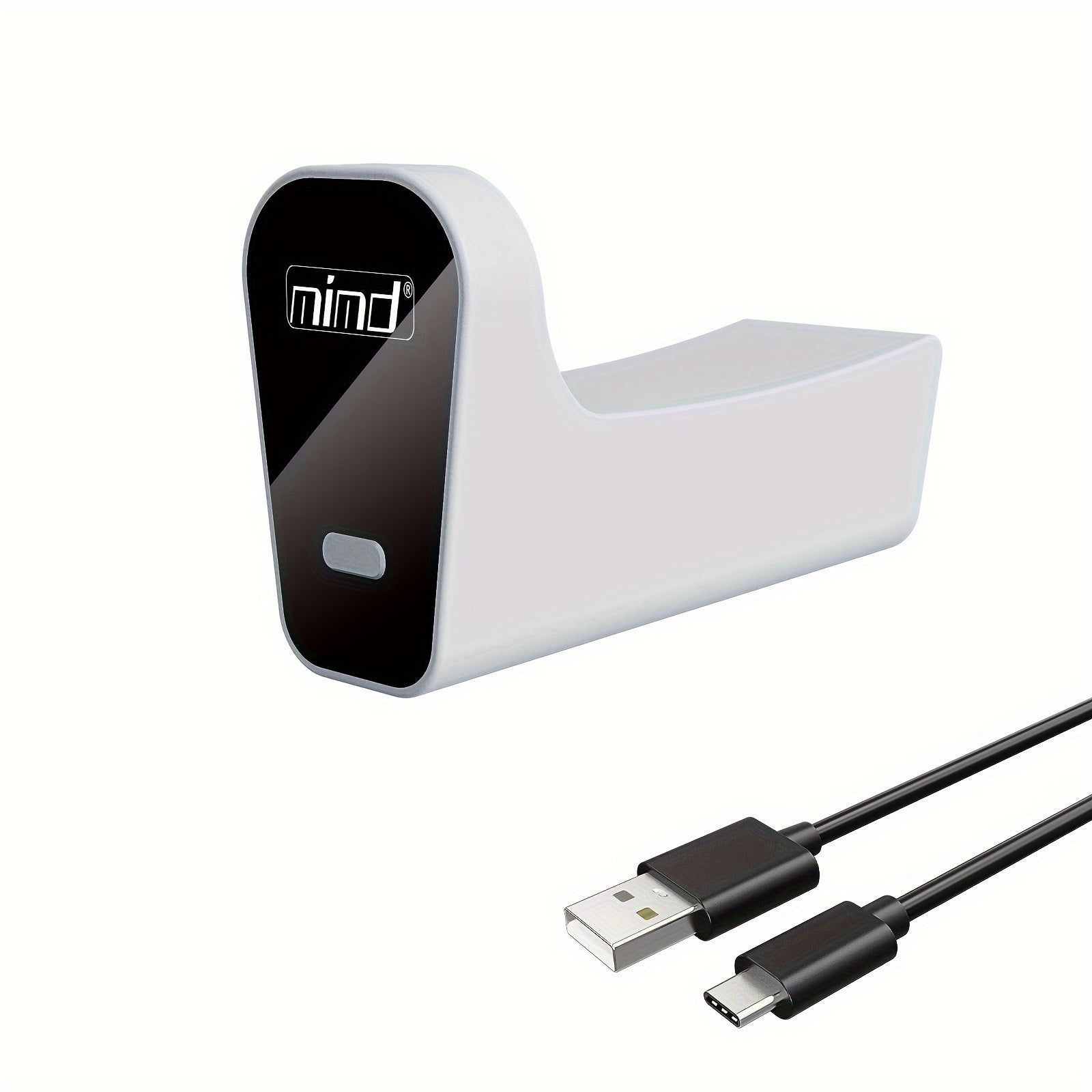 HighPeak P5 ChargeDock wireless charging station in white with LED display and USB cable for PlayStation controllers