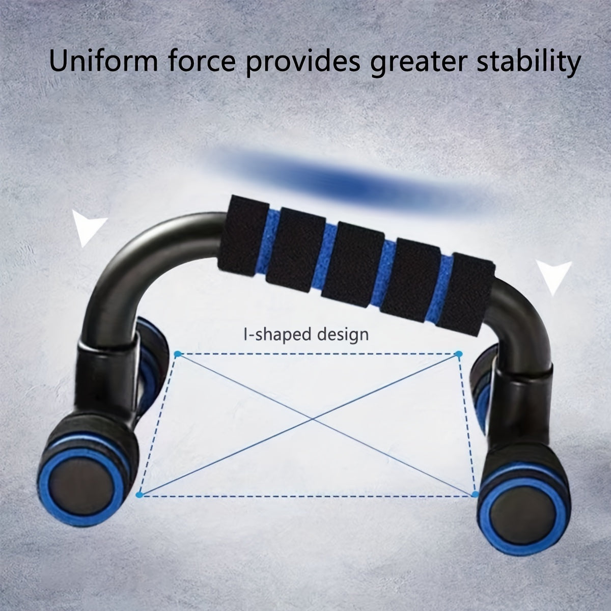 PalmGrip™ push-up bars with black foam grips and blue accents showing stable I-shaped tri-base design by HighPeak