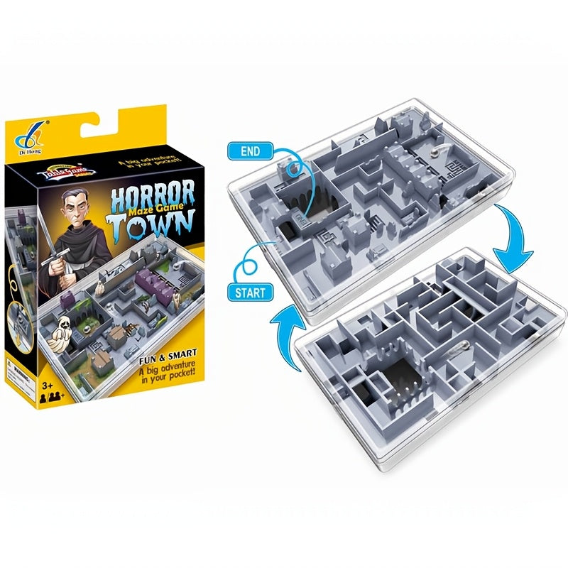 HighPeak Pocket Ninja Maze handheld puzzle game in grey with 3D labyrinth design and dual-sided challenge layout