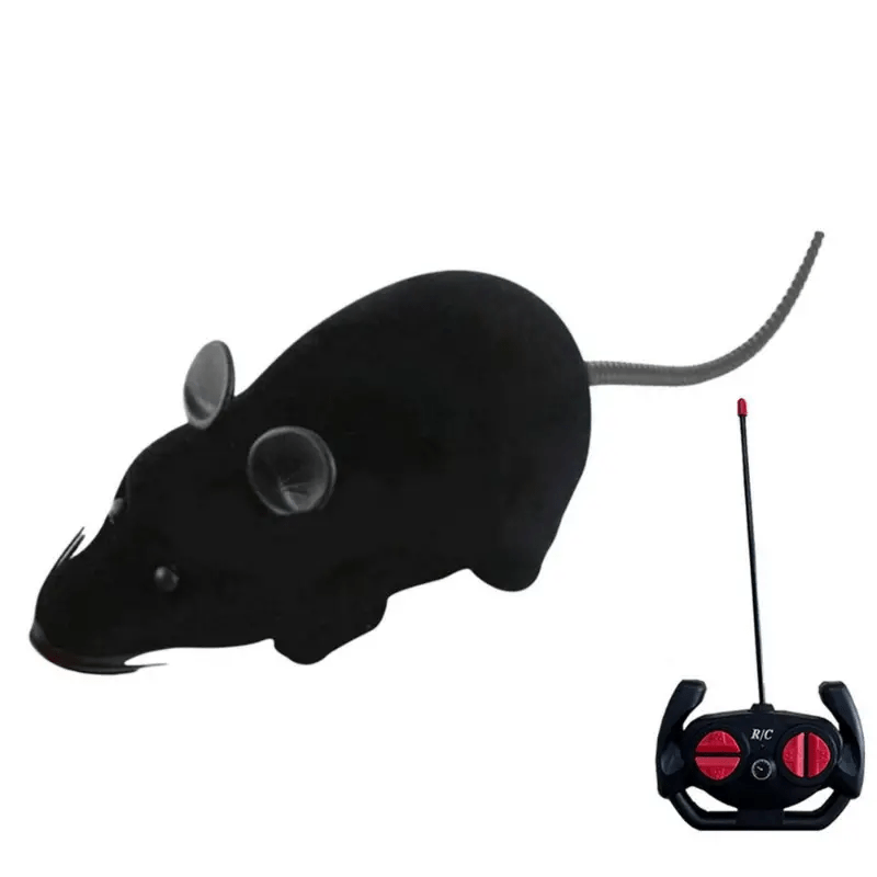 HighPeak ScamperBot remote control toy mouse in black with wireless controller - interactive pet entertainment toy