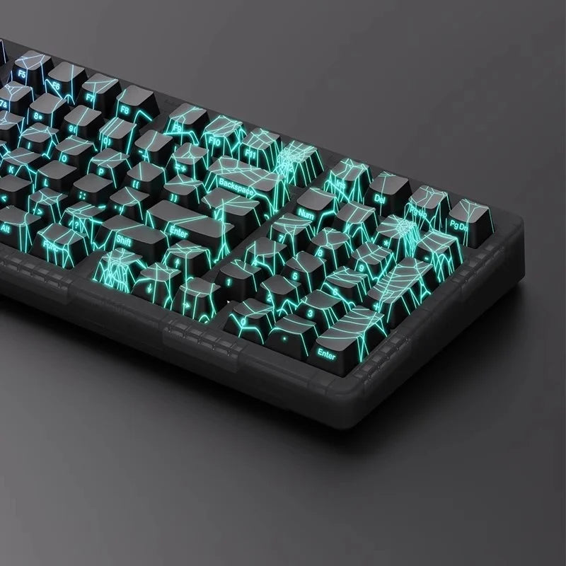 HighPeak Shockwave Keyboard with turquoise LED backlit mechanical keys creating dynamic light ripple effects on black frame
