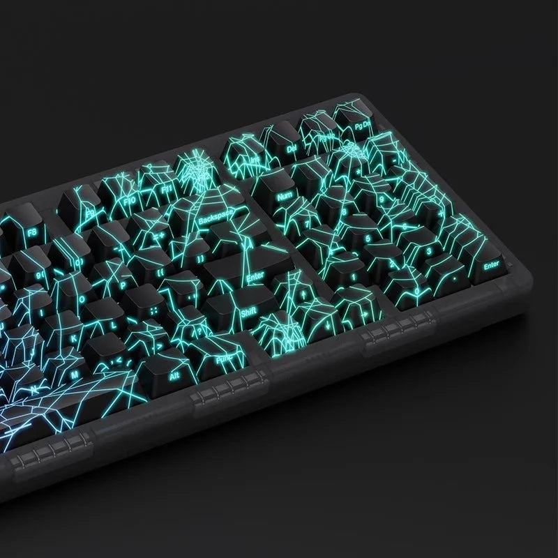HighPeak Shockwave Keyboard with vibrant turquoise RGB lighting effect on black mechanical keys in dark setting