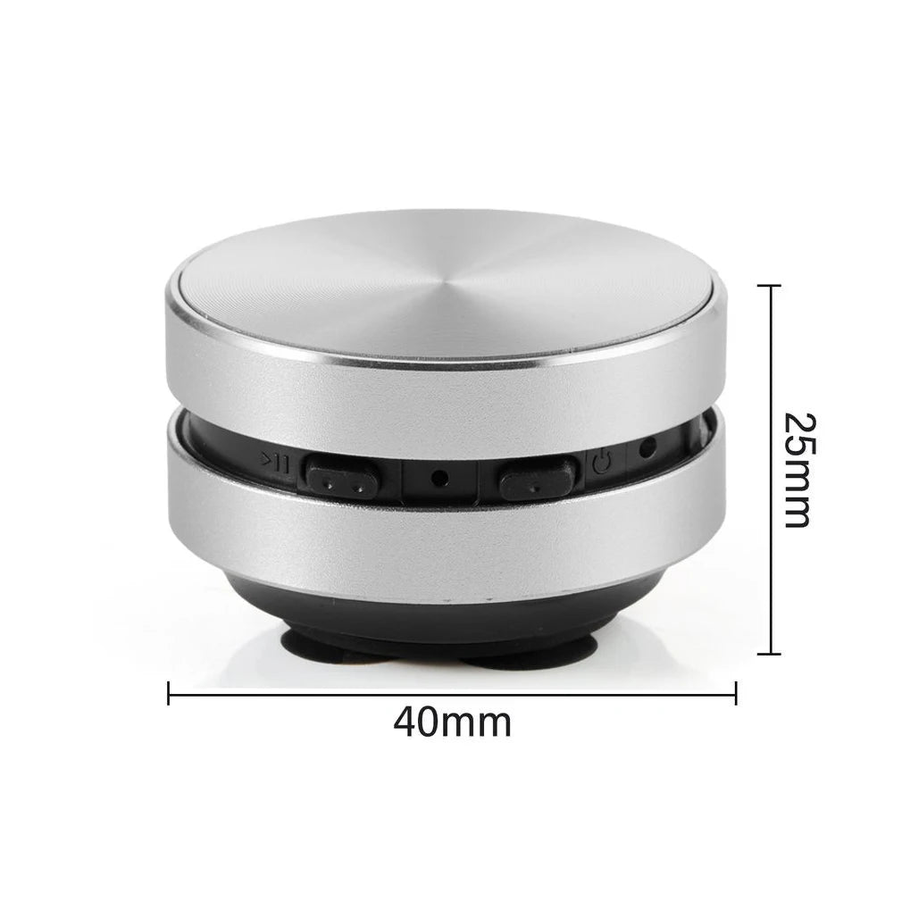 HighPeak SonicPulse bone conduction speaker in silver metallic finish, compact circular design with black accent strip