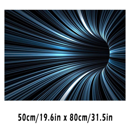HighPeak VoidVortex 3D illusion rug featuring blue-black spiral design creating optical depth effect for modern home decor