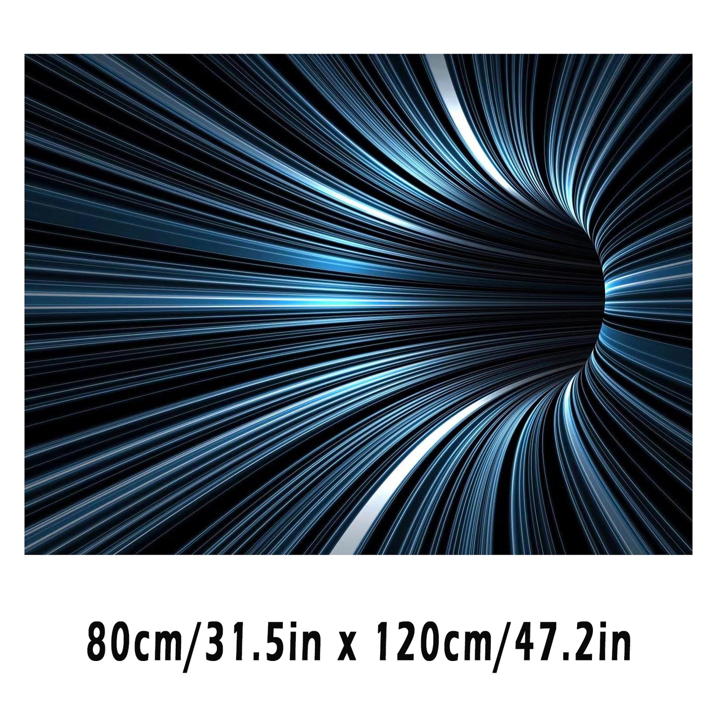 HighPeak VoidVortex 3D illusion rug featuring swirling blue and black vortex pattern creating dramatic optical depth effect