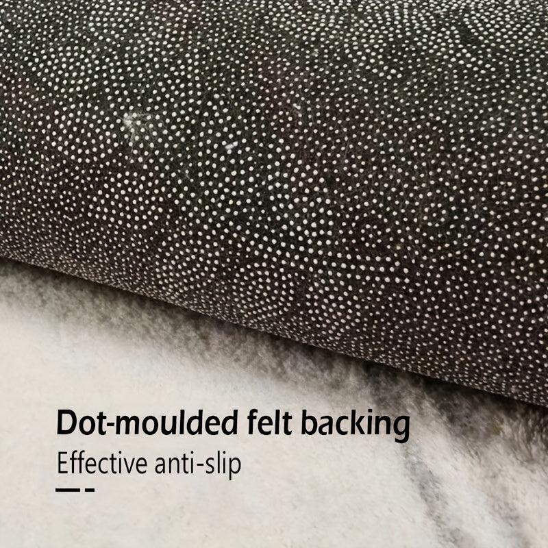 HighPeak VoidVortex 3D illusion rug with dot-moulded felt anti-slip backing showing detailed spiral pattern texture in black