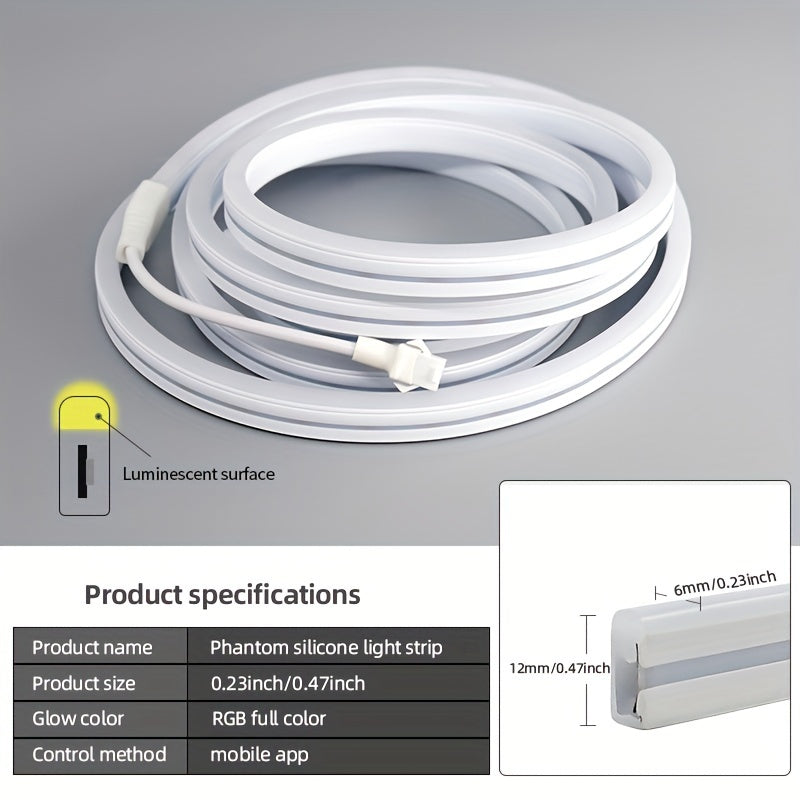LED Lights Flex Edition white silicone strip with flexible neon glow design and connector for RGB color customization
